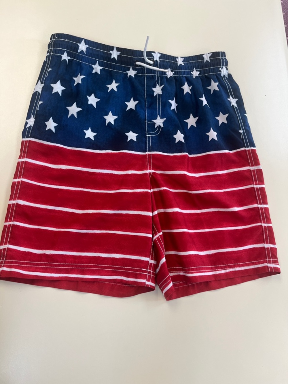 Old Navy Boys Red White and Blue Stars & Stripes Swim Trunks